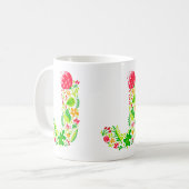 Letter J in Flowers Coffee Mok (Voorkant links)
