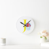 Letter J Initiaal Clock Ronde Klok (Huis)