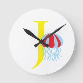 Letter J Initiaal Clock Ronde Klok