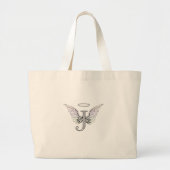 Letter J Initiaal Monogram met Angel Wings & Halo Grote Tote Bag (Voorkant)