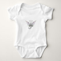 Letter J Initiaal Monogram met Angel Wings & Halo