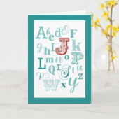 Letter J Initiaal Naam Alphabet Verjaardag Blauwgr Kaart (Gele Bloem)