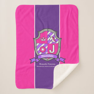 Letter J Jezabel met roze paarse eenhoorn Sherpa Deken