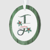 *~* Letter J Kerstfotograaf Rustic Wood AP44 Orn Ornament (voorkant)