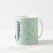 Letter J licht groen en blauw vrijheid Koffiemok (Voorkant rechts)