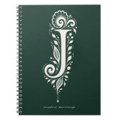 Letter J Linocut Botanische Monogram Notitieboek (Voorkant)