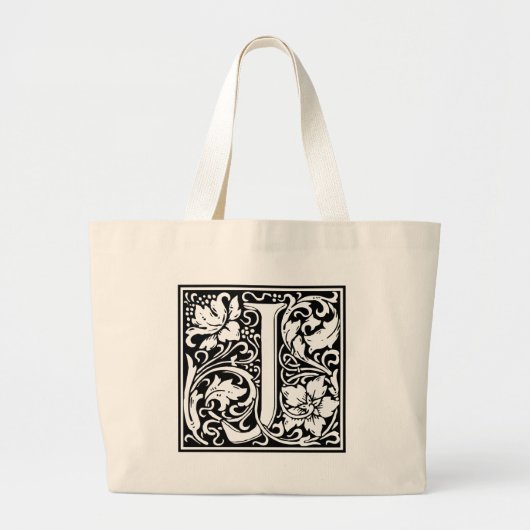 Letter J Medieval Monogram Initiaal Groot Grote Tote Bag (Voorkant)