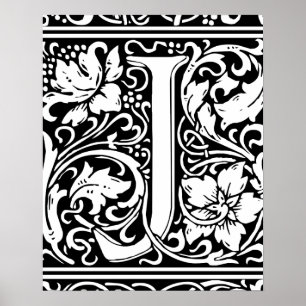 Letter J Medieval Monogram  Initiaal Poster