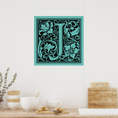 Letter J Medieval Monogram Initiaal Poster (Keuken)