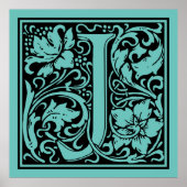 Letter J Medieval Monogram  Initiaal Poster (Voorkant)