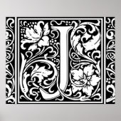 Letter J Medieval Monogram Initiaal Poster (Voorkant)