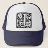 Letter J Medieval Monogram  Initiaal Trucker Pet (Voorkant)