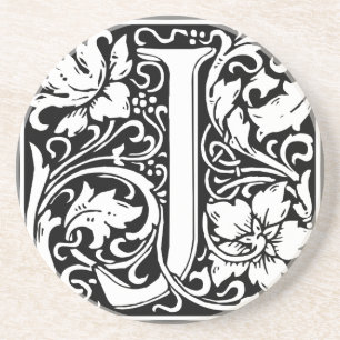 Letter J Medieval Monogram Initiaal Zandsteen Onderzetter