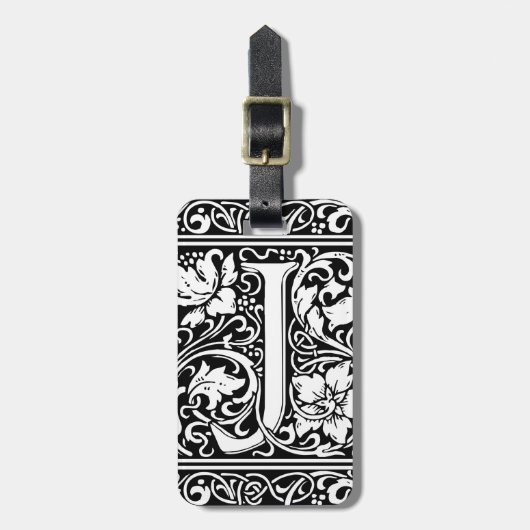 Letter J Middeleeuwse Monogram Art Nouveau Bagagelabel (Voorkant verticaal)