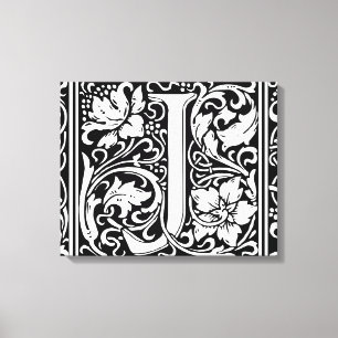 Letter J Middeleeuwse Monogram Art Nouveau Canvas Afdruk