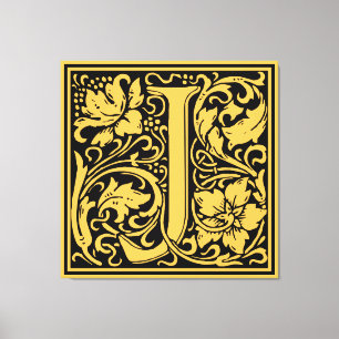 Letter J Middeleeuwse Monogram Art Nouveau Canvas Afdruk