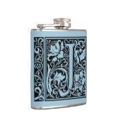 Letter J Middeleeuwse Monogram Art Nouveau Heupfles (Rechts)
