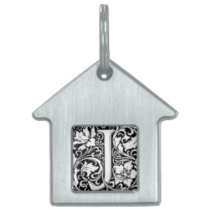 Letter J Middeleeuwse Monogram Art Nouveau Huisdieren Naamplaatje