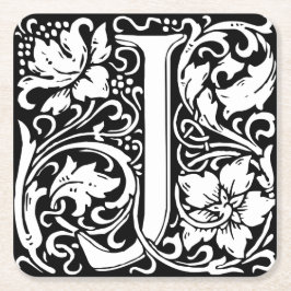 Letter J Middeleeuwse Monogram Art Nouveau Kartonnen Onderzetters