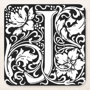Letter J Middeleeuwse Monogram Art Nouveau Kartonnen Onderzetters