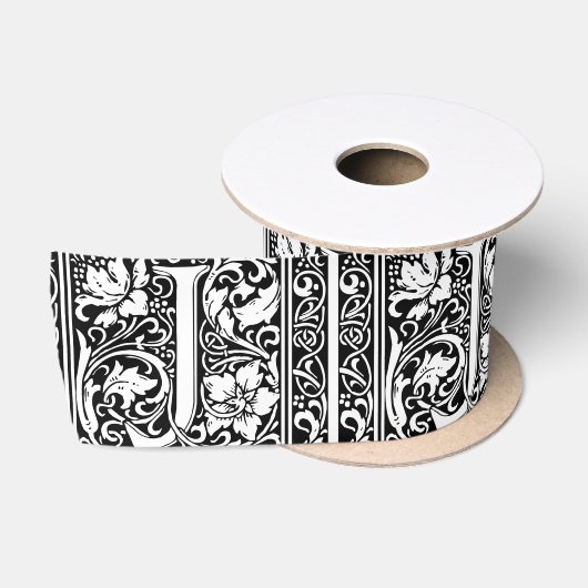 Letter J Middeleeuwse Monogram Art Nouveau Satijnen Lint (Spoel)