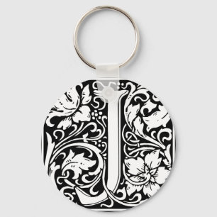 Letter J Middeleeuwse Monogram Art Nouveau Sleutelhanger