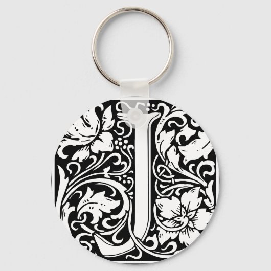 Letter J Middeleeuwse Monogram Art Nouveau Sleutelhanger (Voorkant)