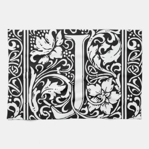 Letter J Middeleeuwse Monogram Art Nouveau Theedoek