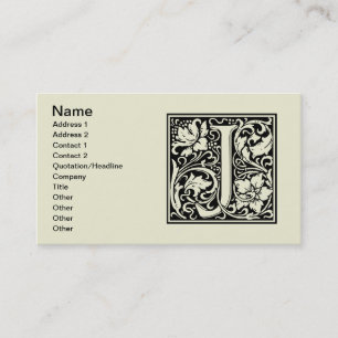 Letter J Middeleeuwse Monogram Art Nouveau Visitekaartje