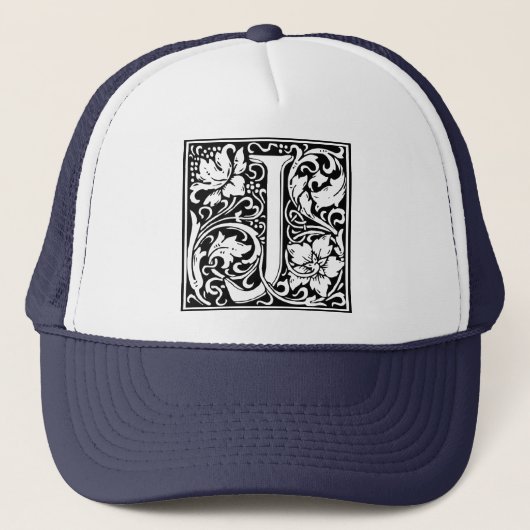 Letter J Middeleeuwse Monogram Vintage Initiaal Trucker Pet (Voorkant)