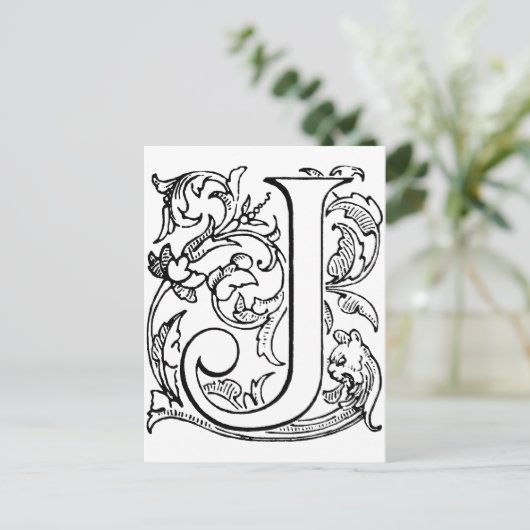 Letter J Monogram Briefkaart (Staand voorkant)