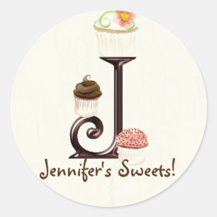 Letter J Monogram Cupcake Logo Zakelijke Stickers
