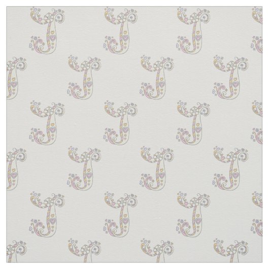 Letter J monogram decoratieve tekst aangepaste sto Stof (Swatch)
