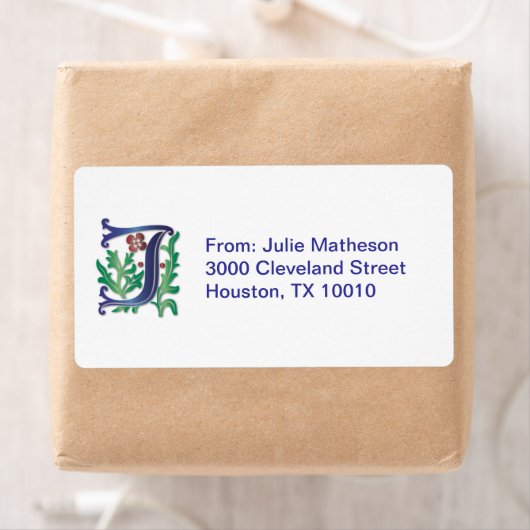 Letter J Monogram Fleur de lis Etiket (Insitu)