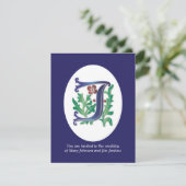 Letter J Monogram Fleur de lis Kaart (Staand voorkant)
