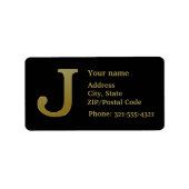 Letter J Monogram Gold Address Label (Voorkant)