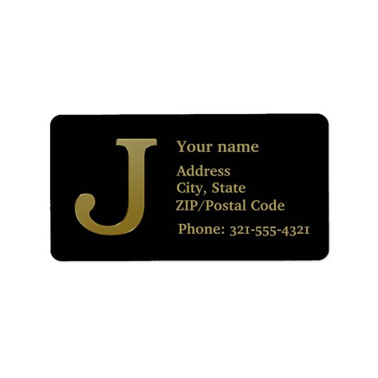 Letter J Monogram Gold Address Label (Voorkant)