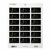 Letter J Monogram Gold Address Label (Full Sheet)