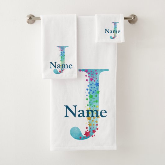 Letter J Monogram Initiaal Bath Cadeset Bad Handdoek (Insitu)