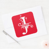 Letter J Monogram Initiaal Familienaam Greeting Vierkante Sticker (Envelop)