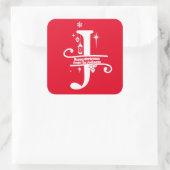 Letter J Monogram Initiaal Familienaam Greeting Vierkante Sticker (Tas)