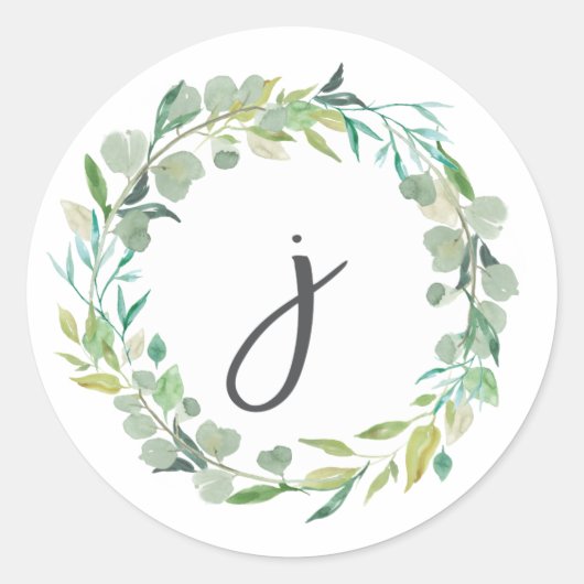 Letter J Monogram Initialen Sticker Envelopzegel (Voorkant)
