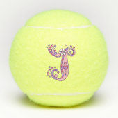 Letter J-monogram meisjes gepersonaliseerde doodle Tennisballen (Voorkant)