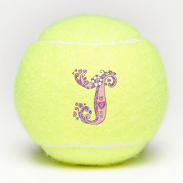 Letter J-monogram meisjes gepersonaliseerde doodle Tennisballen