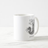 Letter J Monogram Moderne naam Koffie Mok (Voorkant rechts)