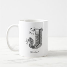 Letter J Monogram Moderne naam Koffie Mok