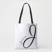 Letter J - Monogram + Naam - modern elegant Tote Bag (Voorkant)