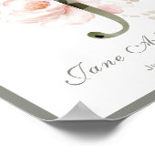 Letter J Monogram Pink White Floral Nursery Poster (Hoek)