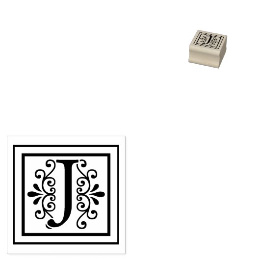 Letter J Monogram Rubberstempel (Gestempeld)
