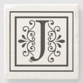 Letter J Monogram Stone Onderzetters (Voorkant)